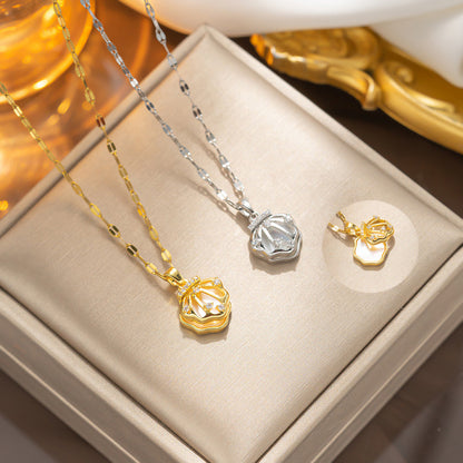 Colar com pingente de zircão de camada dupla para mulheres 