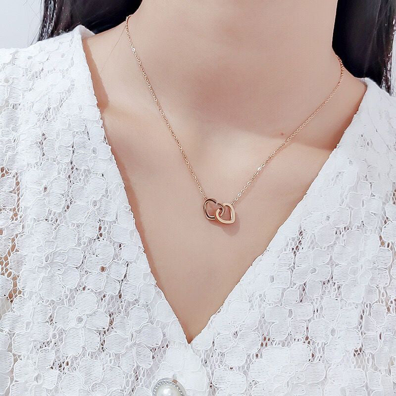 Women's Titanium Steel Heart Collarbone Necklace