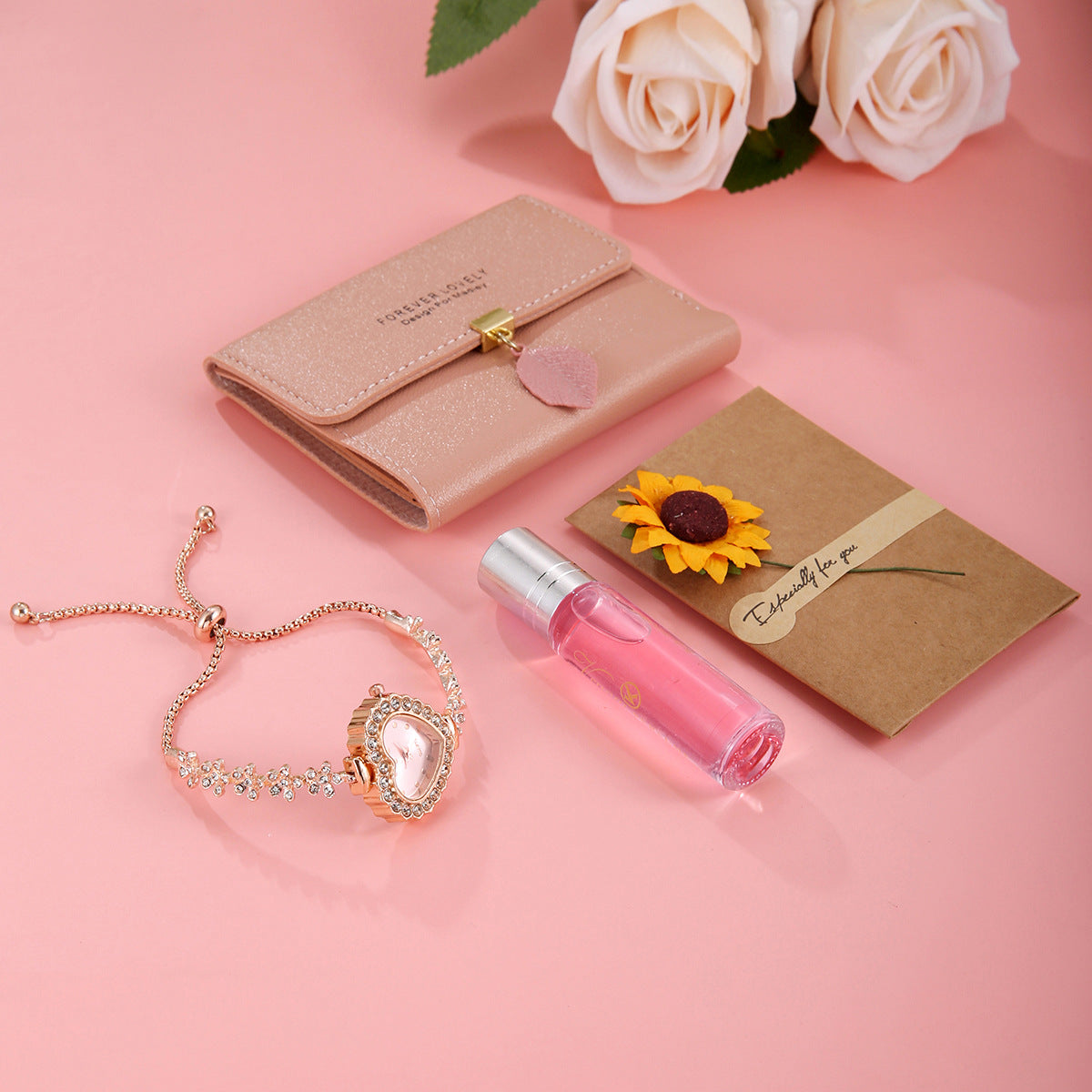 Quartz bracelet watch 4-piece gift box set