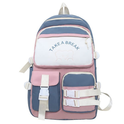 Contrasting color backpack travel backpack