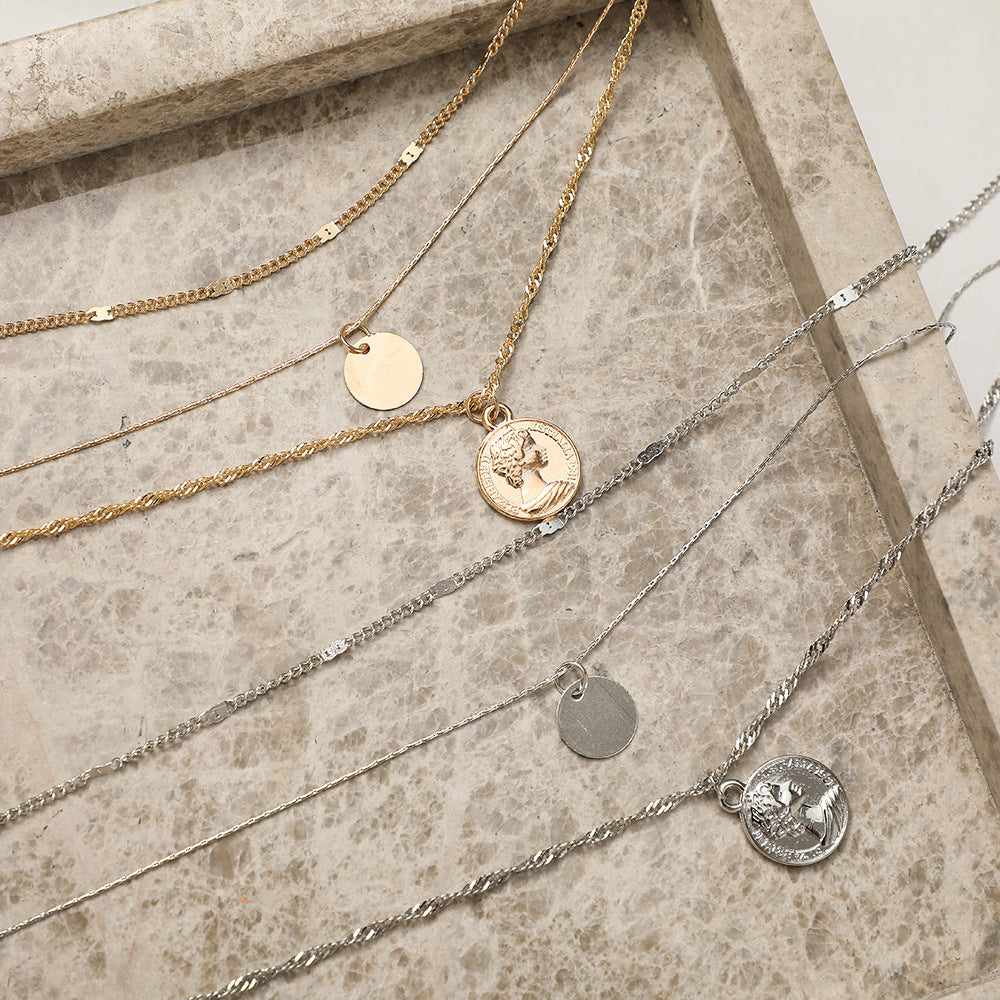 Multi-Layer Disc Pendant Necklace