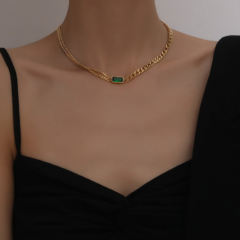 18K rose gold titanium steel necklace