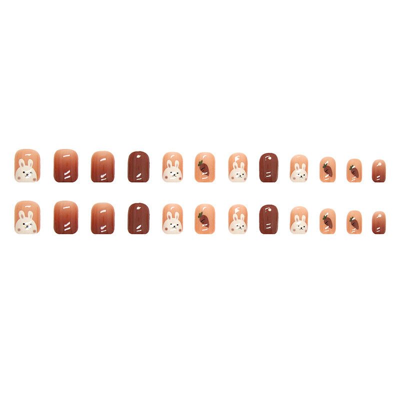 Bunny Gradient Warm Orange Fake Nails