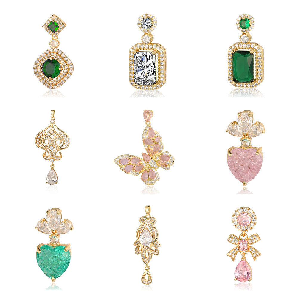 Copper zircon pendant water drop oval square