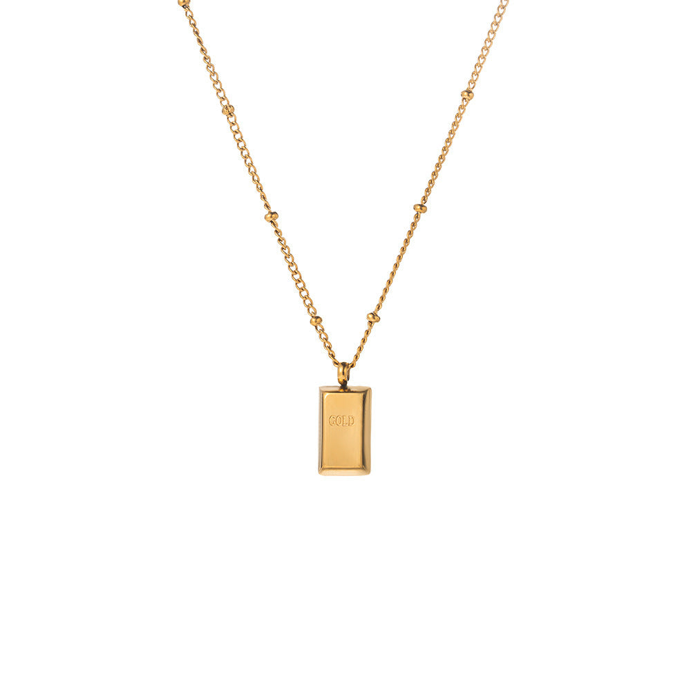 Small gold brick necklace woman