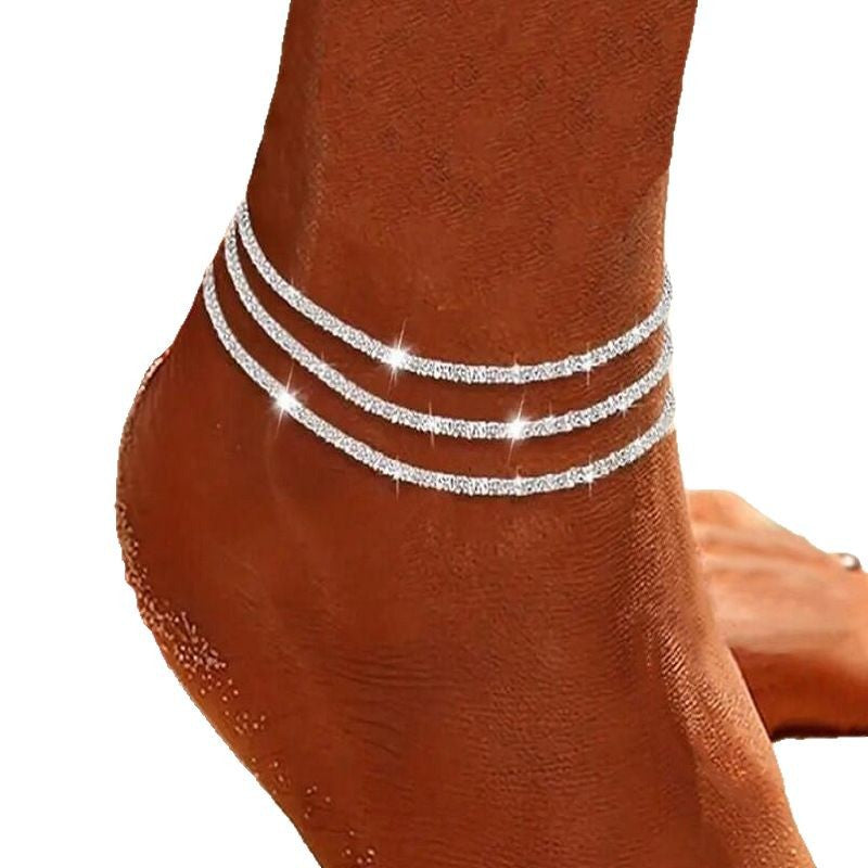 Sparkling Cross Anklet Set