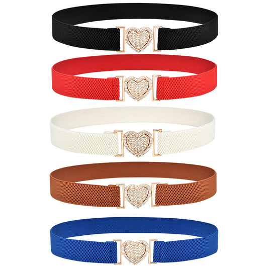 Sparkling rhinestone inlaid elastic belt