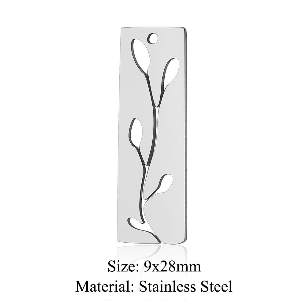 Colgante de acero de titanio con forma de flor y hoja, 5 unidades por bolsa 