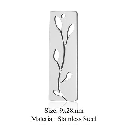 Colgante de acero de titanio con forma de flor y hoja, 5 unidades por bolsa 