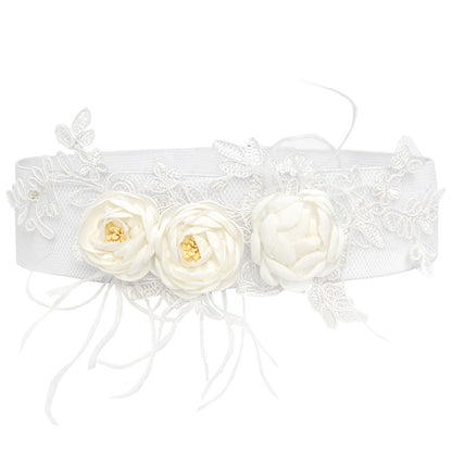 Embroidered ladies waist elastic belt