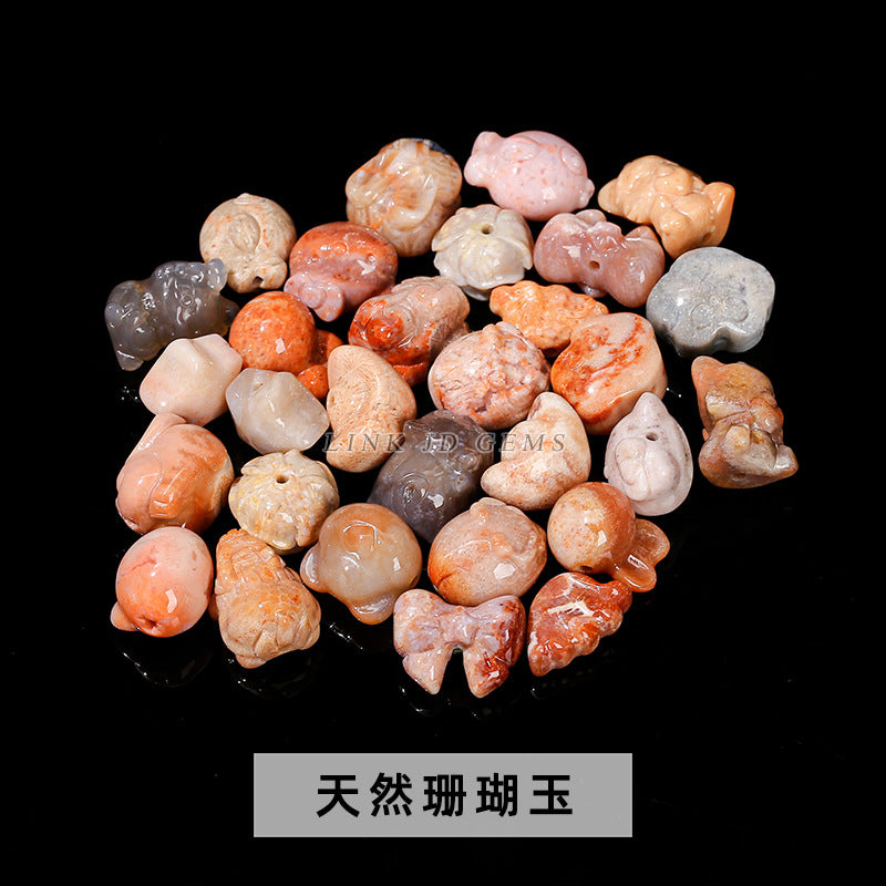 Crystal silver obsidian Hetian jade carving loose beads