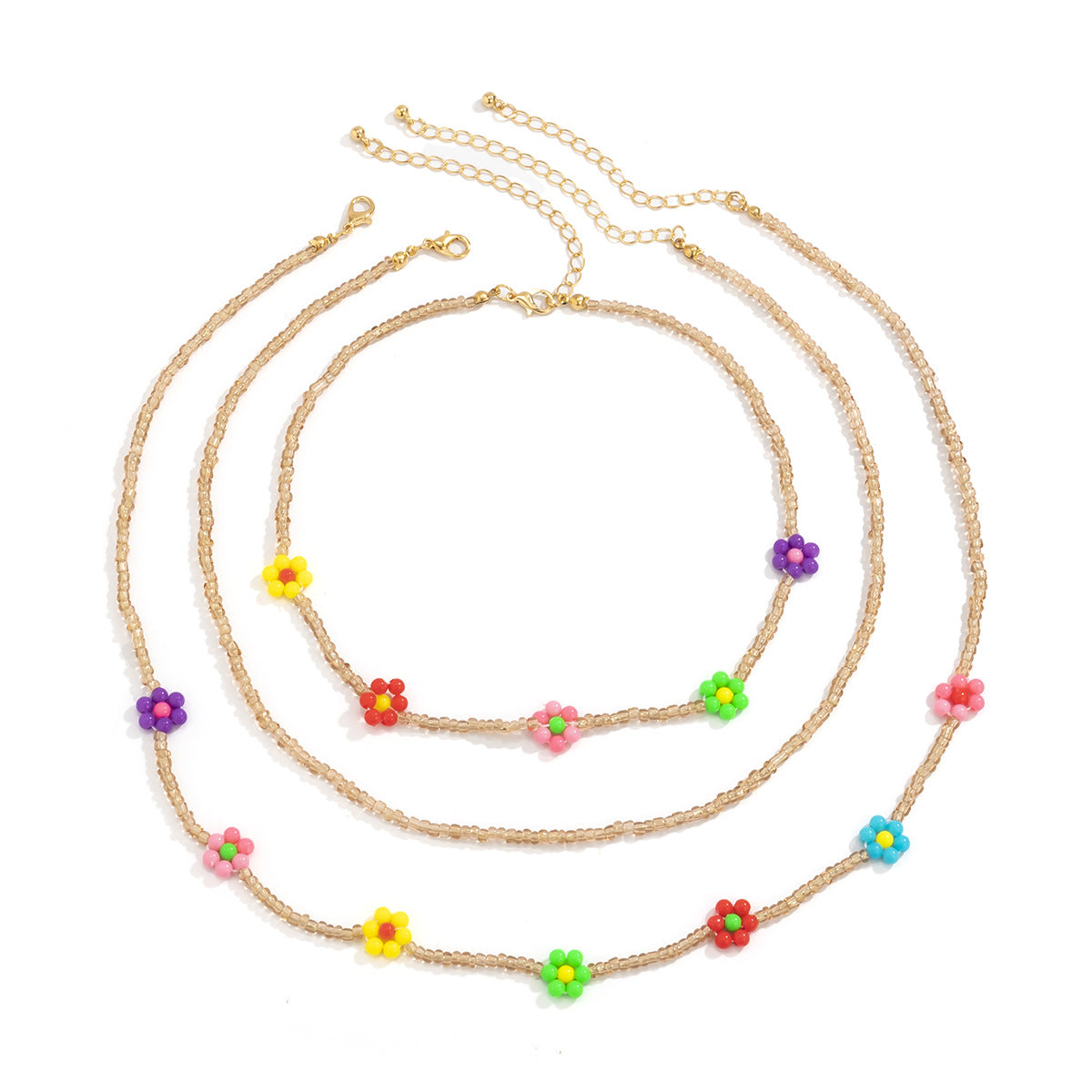 Collar de letras con cuentas de arroz de colores de moda