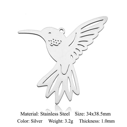 5 pcs/pack Hummingbird Moth Titanium Steel Pendant