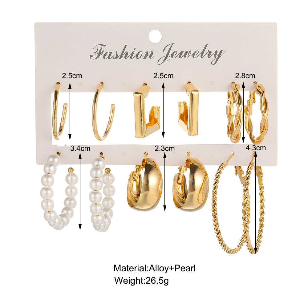 Twist Metal Earring Set (6 Pairs)