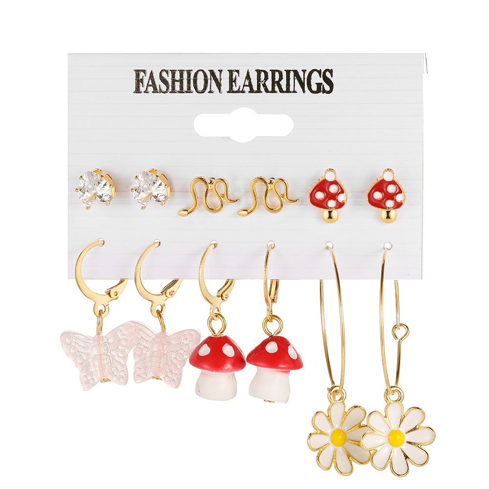 Mushroom & Snake Stud Earrings