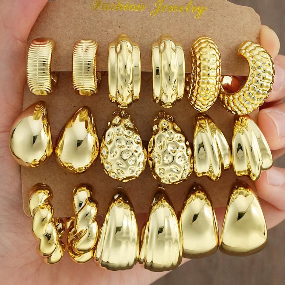 9-Piece Geometric Earring Set