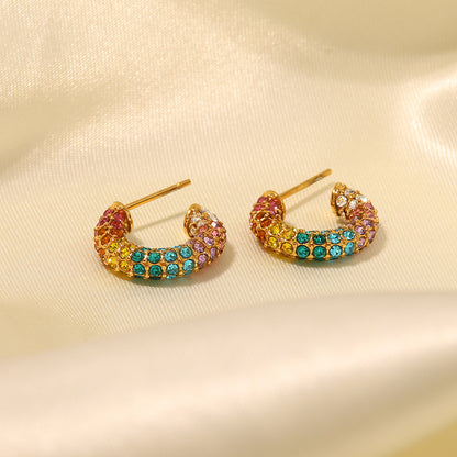 Colorful Zirconia Hoop Earrings
