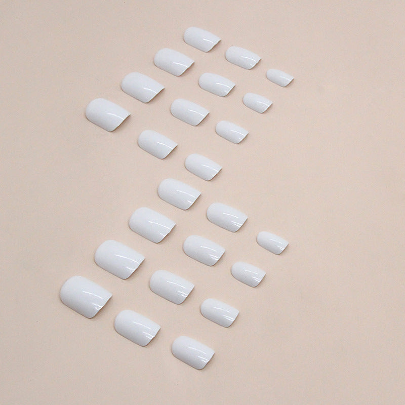 White Short Square Nail Stickers