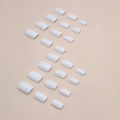 White Short Square Nail Stickers
