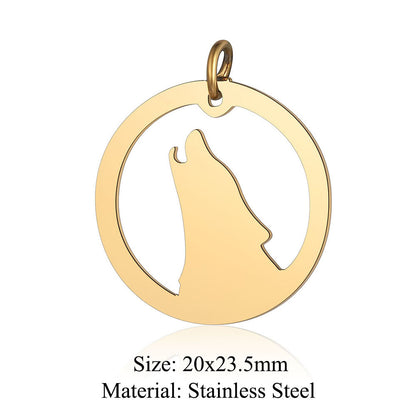 Colgante de acero de titanio con forma de elefante, lobo, tortuga, león y oso, 5 unidades por bolsa 