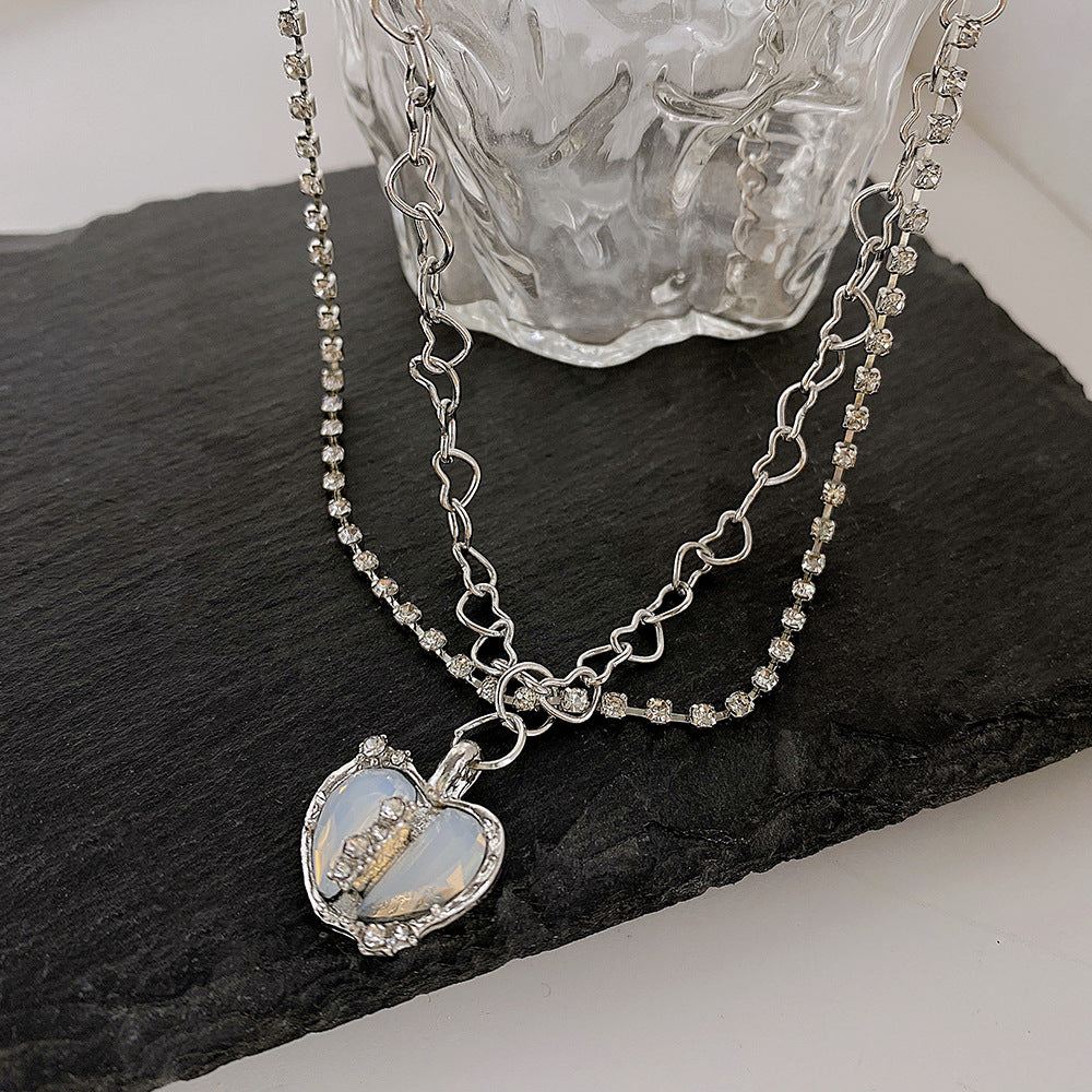 Zircon Split Heart Necklace