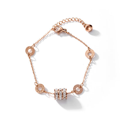 Pulseira de aço de titânio para mulheres - ouro rosa 18K, moderna, pulseira cheia de estrelas, atacado 