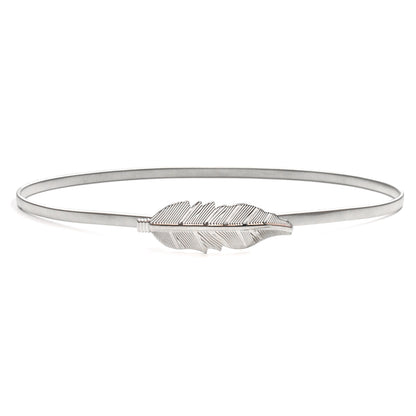 Silver chain round buckle belt