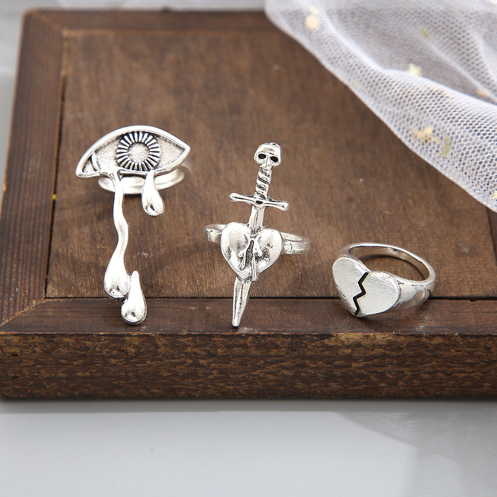 Love Teardrop 3-Piece Ring Set