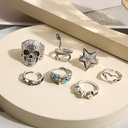 Skull Starfish Joint Ring Owl 7-piece Set