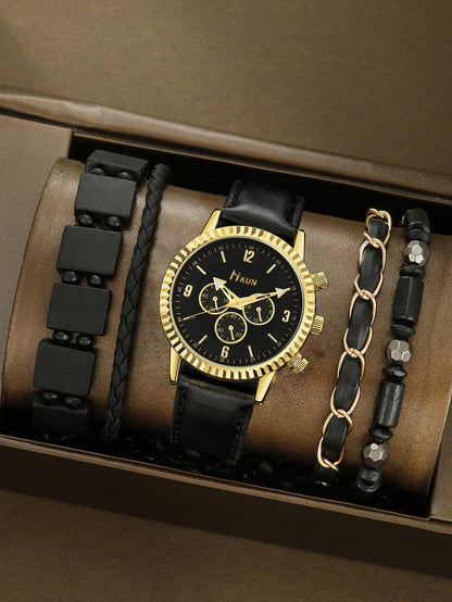 Sports Watch Beaded Bracelet Set