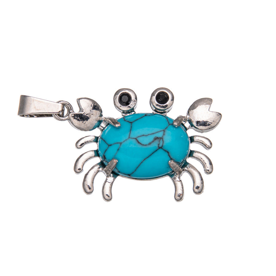 Colgante de cristal ovalado de ágata de cangrejo 