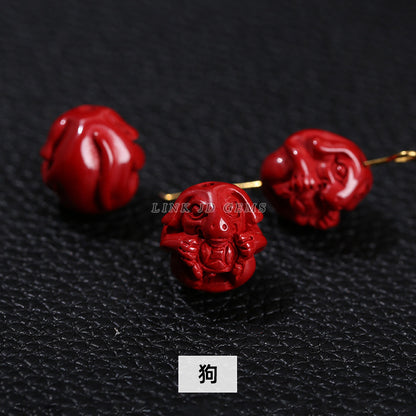 Raw mineral emperor sand twelve zodiac cinnabar loose beads