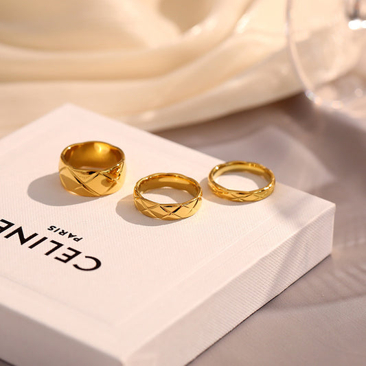 Women's Non-Fading Titanium Steel V-Shaped Floral Ring