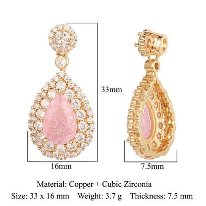 Copper zircon pendant, water drop square love bow.