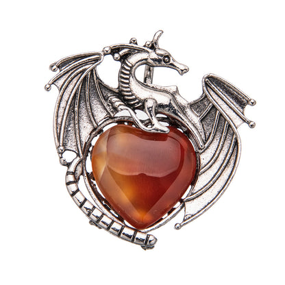 Colgante de cristal en forma de corazón de pterosaurio de dragón volador vintage 