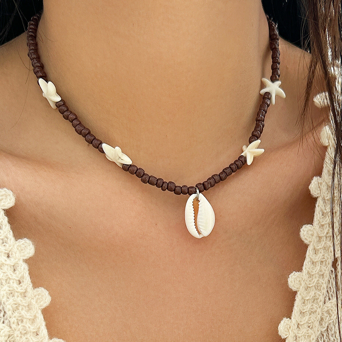 Beaded sea shell versatile necklace