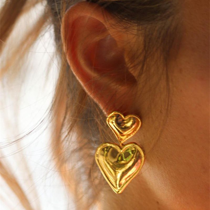 Metal Heart Stud Earrings