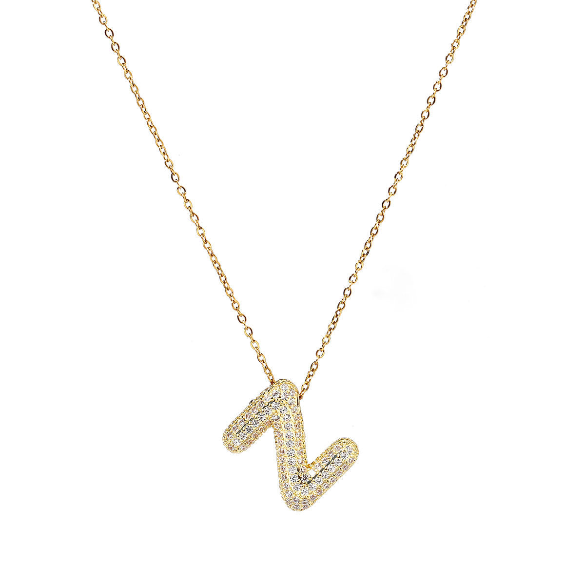 fashion A-Z Copper Zircon Letter Necklace Pendant