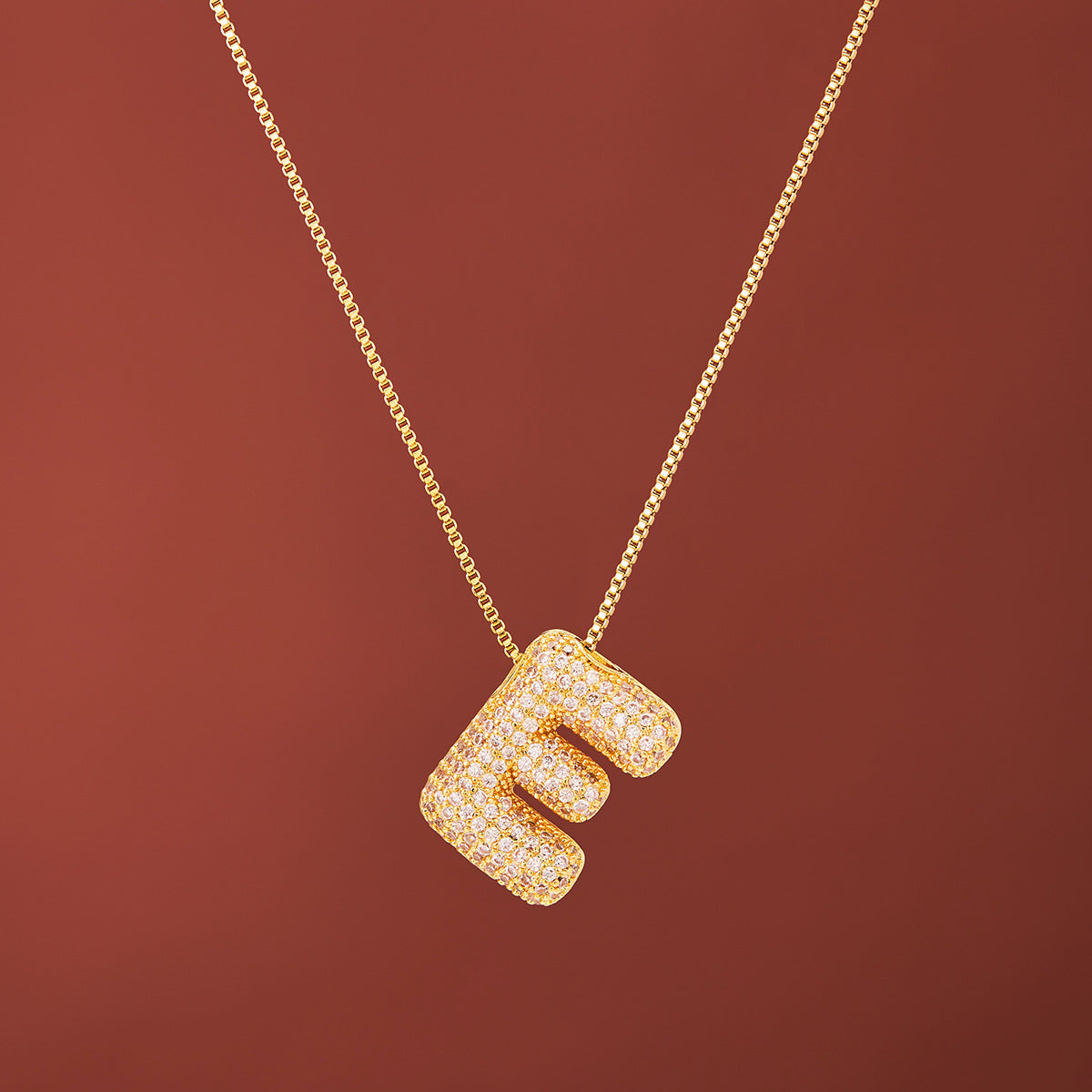 18K Gold-Plated Alphabet Necklace with Micro Zircon (Titanium Steel)