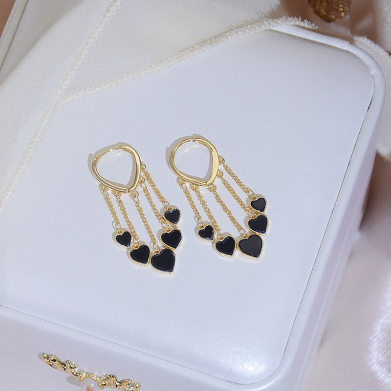 Black love earrings female fashion