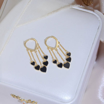 Black love earrings female fashion