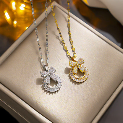 Colar de borboleta de zircão microincrustado de cobre, estilo INS da moda, 