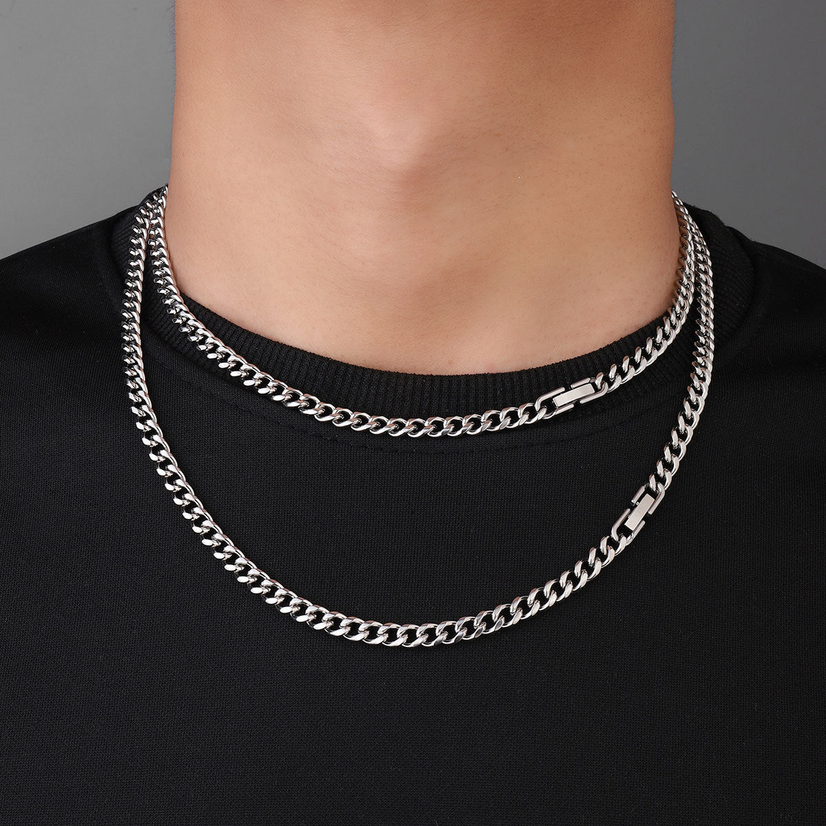 Titanium steel Cuban chain necklace for men and women 6mm
