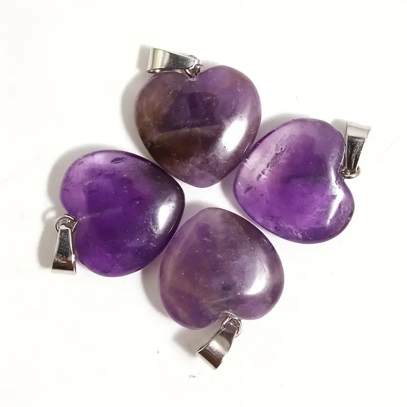 20mm natural stone crystal amethyst heart pendant