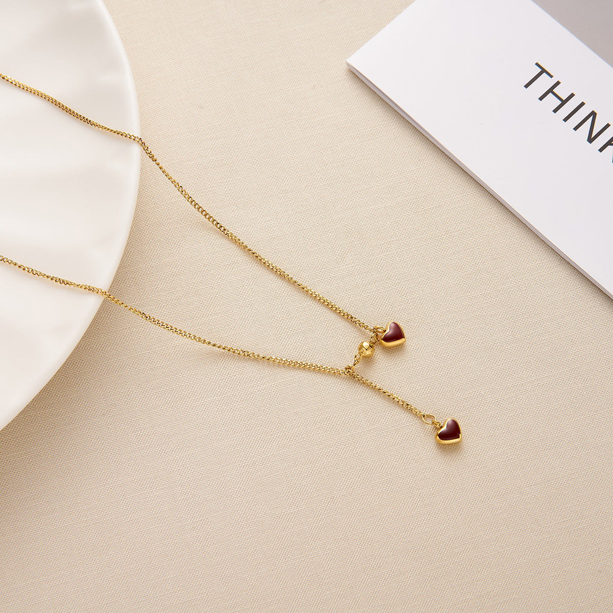 18K Gold Double Heart Necklace