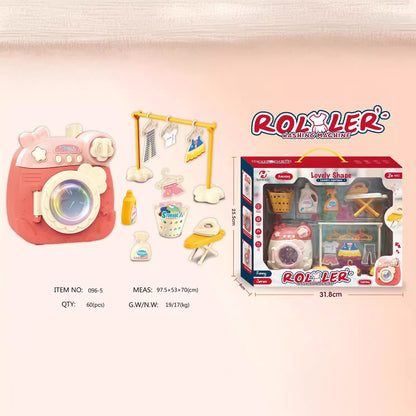 Children's Pretend Play Toy Simulation Washing Machine Mini Household Appliance Set Multidimensional Cognition