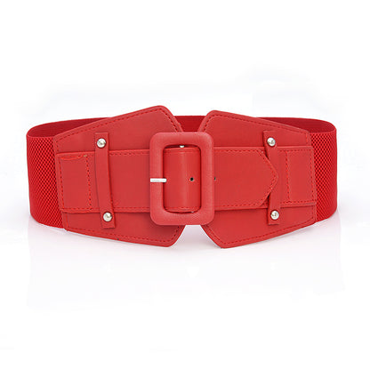 Belt PU leather pin buckle waist wide belt