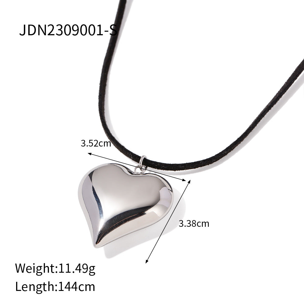 Stainless Steel Wax Rope Circle Necklace
