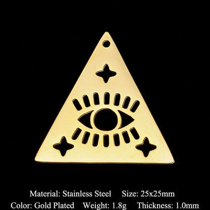 5 pcs/pack stainless steel card star and moon eye pendant.