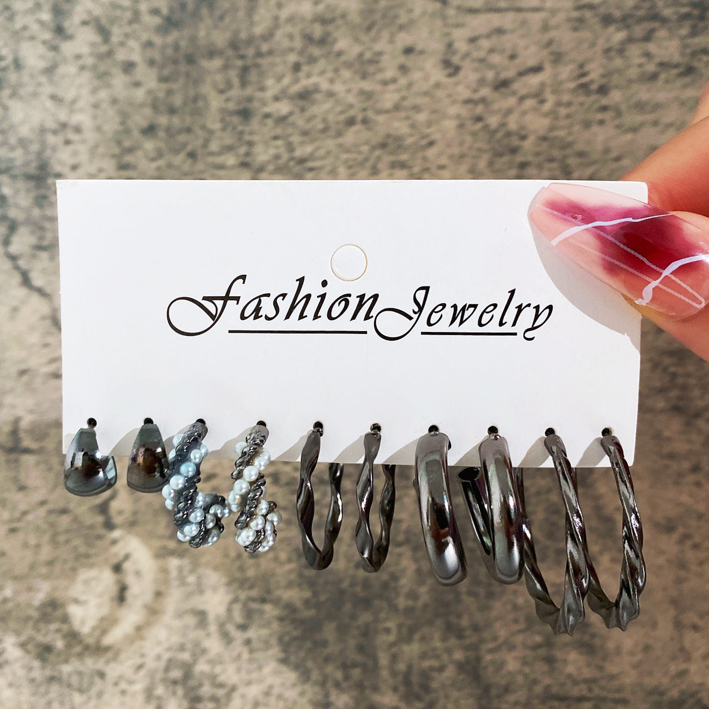 6-Pair Metal Twist & Pearl Earring Set